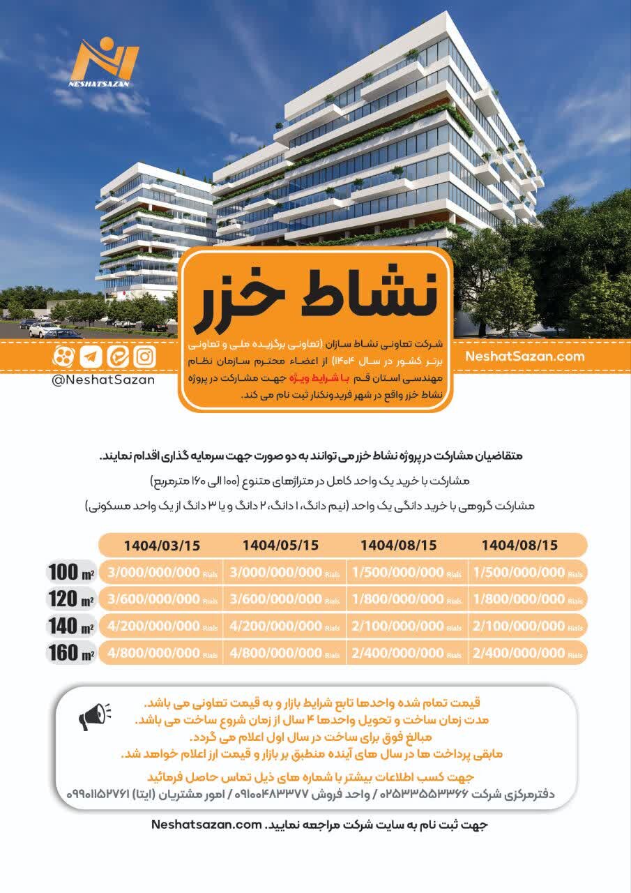 شرایط ویژه ثبت نام پروژه نشاط خزر در فریدونکنار برای اعضای سازمان